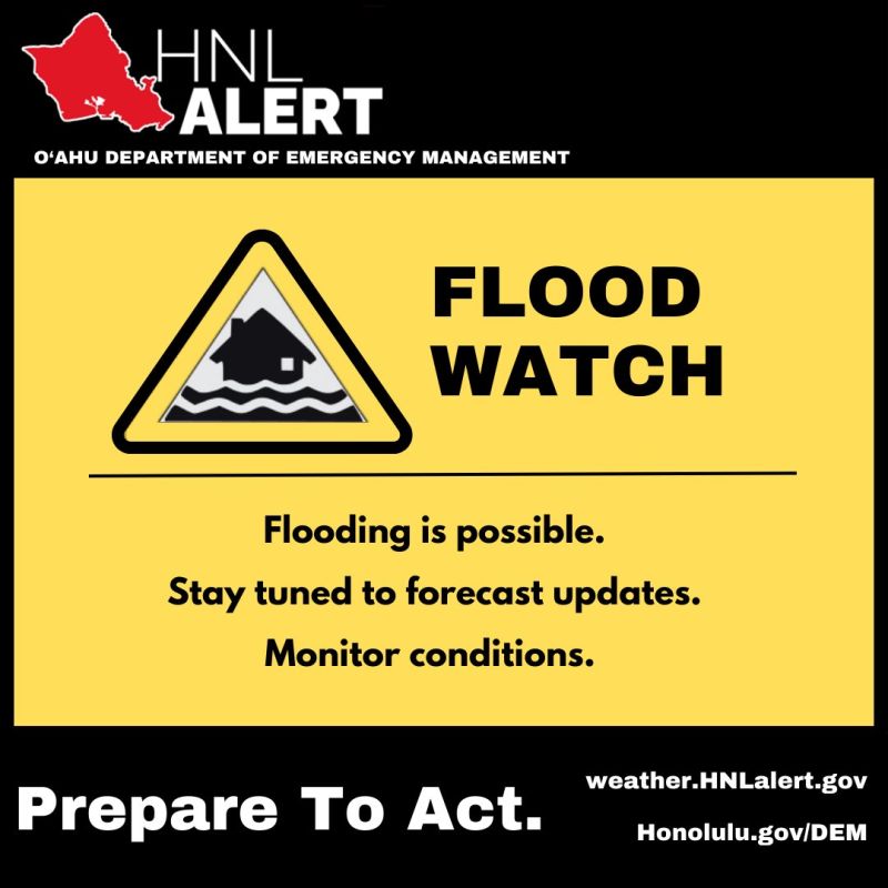 Image for the Tweet beginning: HNL Alert: Flood Watch -